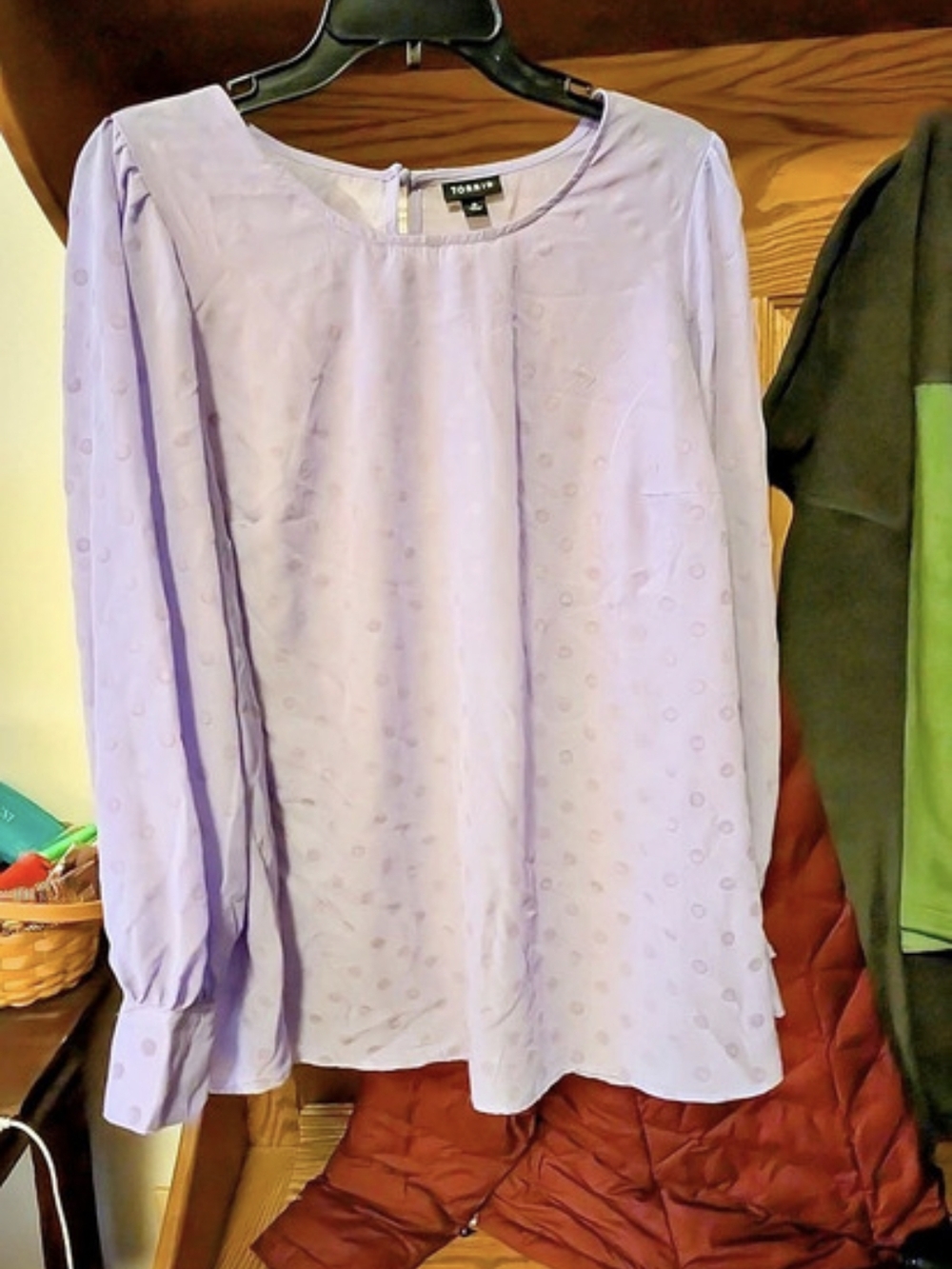 Torrid Purple Polka Dot Long Sleeve Blouse Size 0